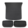 Set of TPR car floor mats for Tesla Model Y, including tailbox and storage box mats, in black