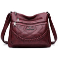 Women's soft leather crossbody shoulder bag in horizontal square design with large capacity