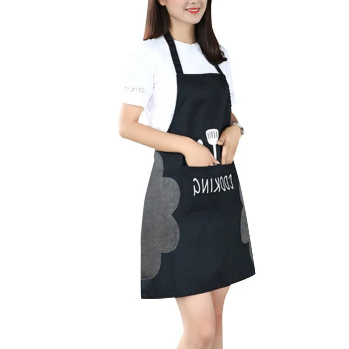 Korean style sleeveless kitchen apron in waterproof fabric with coral velvet lining, 71x72cm, available in multiple colours