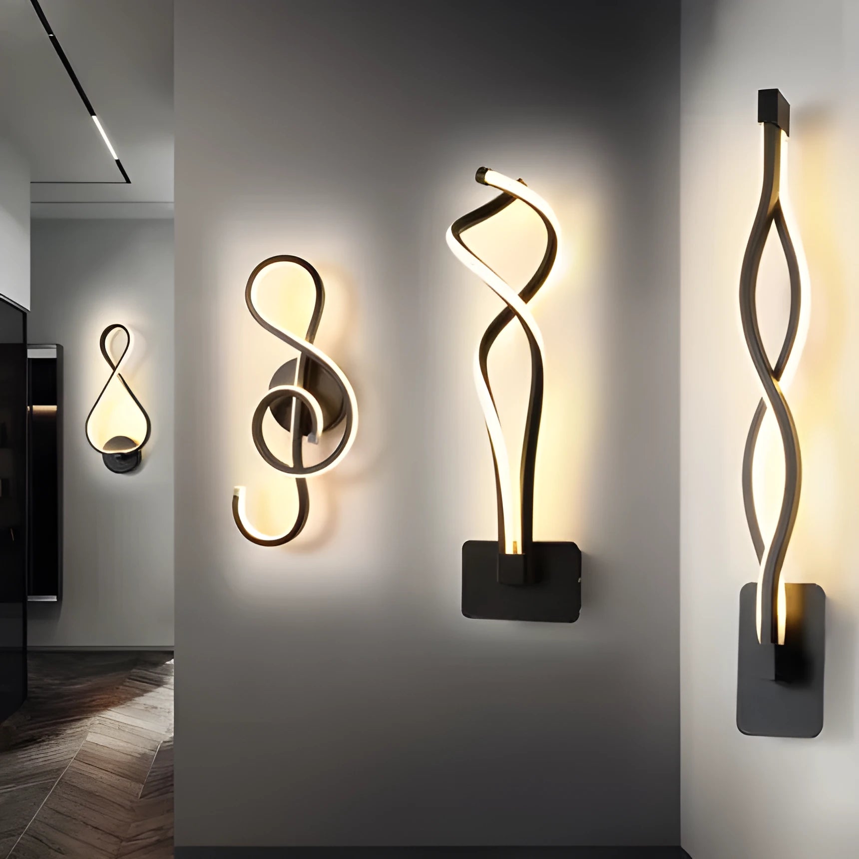 Nordic minimalist LED wall lamp with silicone shade for bedside use, black finish