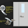 Stainless steel push door lock with external handle for 65cm baked paint single doors.