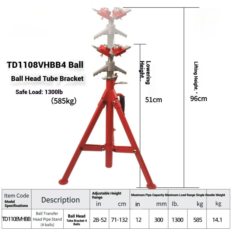 Metal V-head pipe bracket with ball attachment for supporting steel pipes