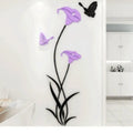 Three-dimensional acrylic lily wall sticker in pink colour showing stereo depth and petal detail