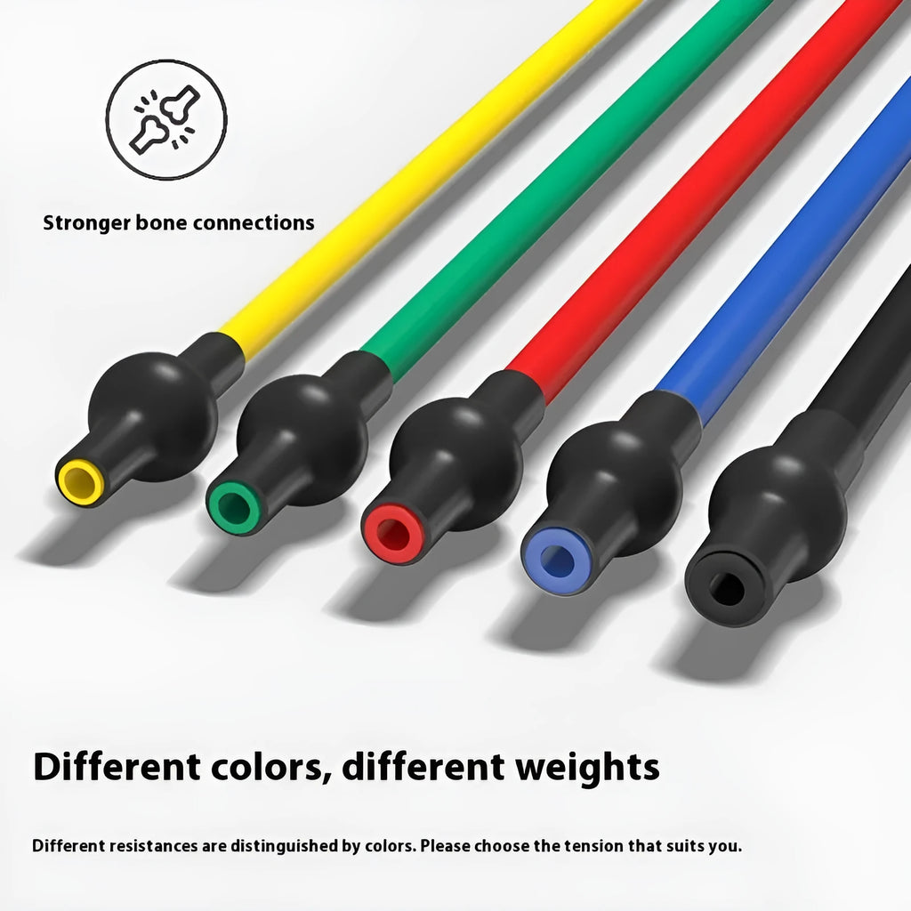Adjustable chest expander with TPE resistance bands in five colour-coded tension levels