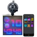 32x32 Bluetooth wireless LED car display screen with aluminium frame on a car window