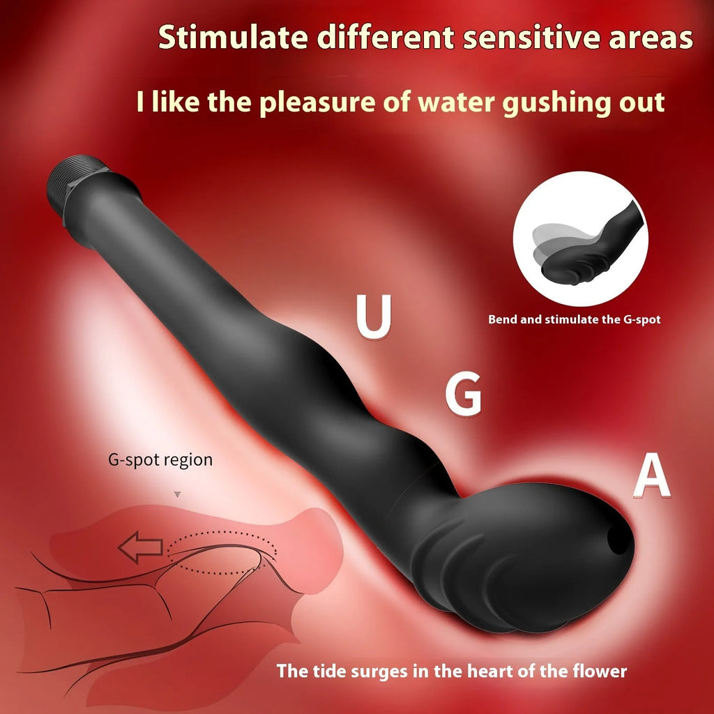 Black silicone hosepipe flusher tube with sausage filler design for cleaning procedures