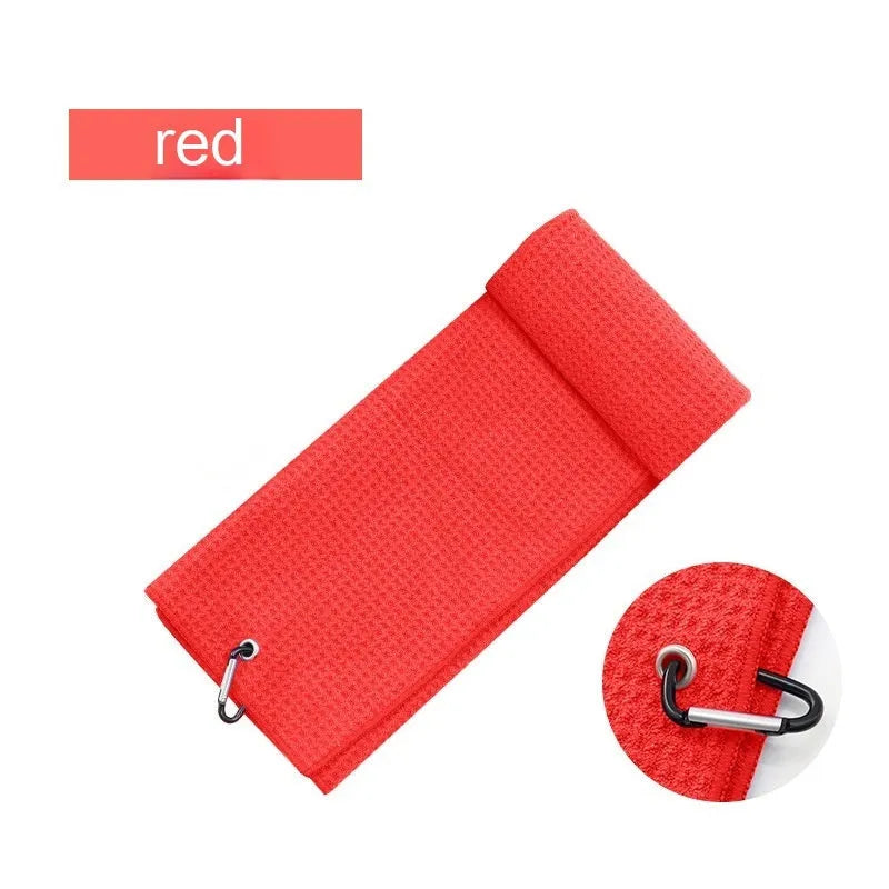 Waffle weave cleaning towel for golf balls and cue balls with lattice pattern