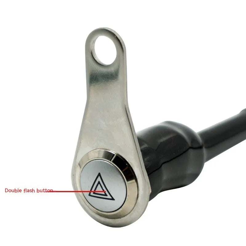 Black motorcycle double flash switch with metal button and LED light ring for lighting control