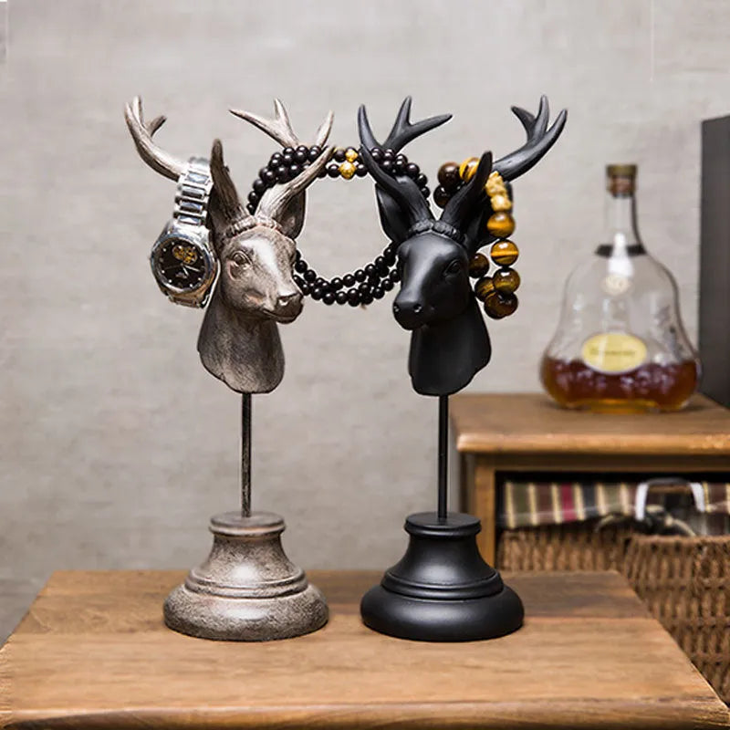 Natural resin animal model decorative centrepiece in black, white and wood colour options