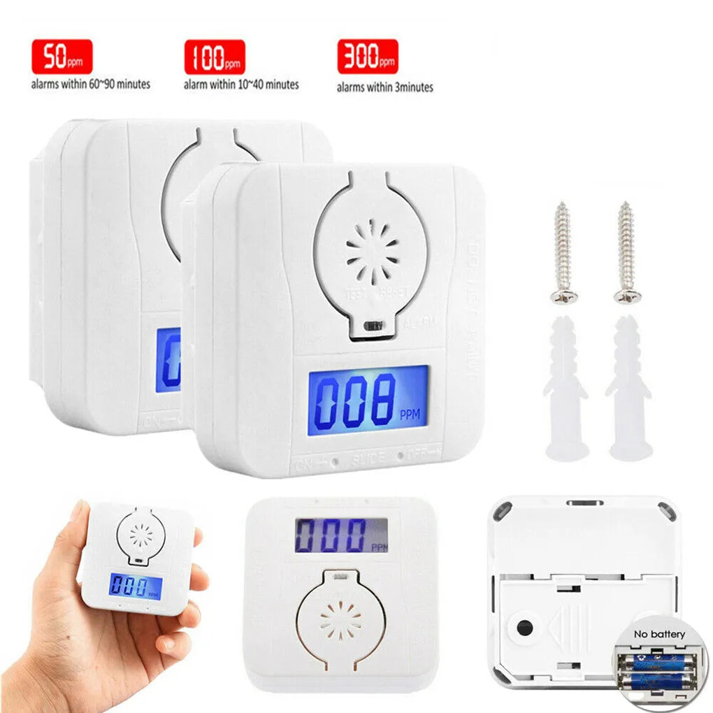 White wireless wall-mounted carbon monoxide alarm for kitchen and bathroom safety