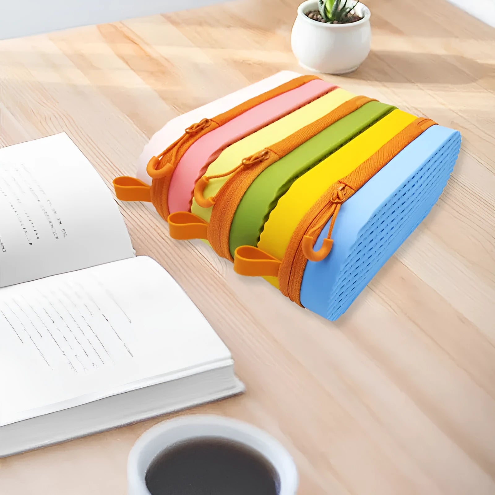 A slim, modern silicone glasses case in rose red light purple colour, showing its long hand shape and compact 200x80x50mm dimensions.