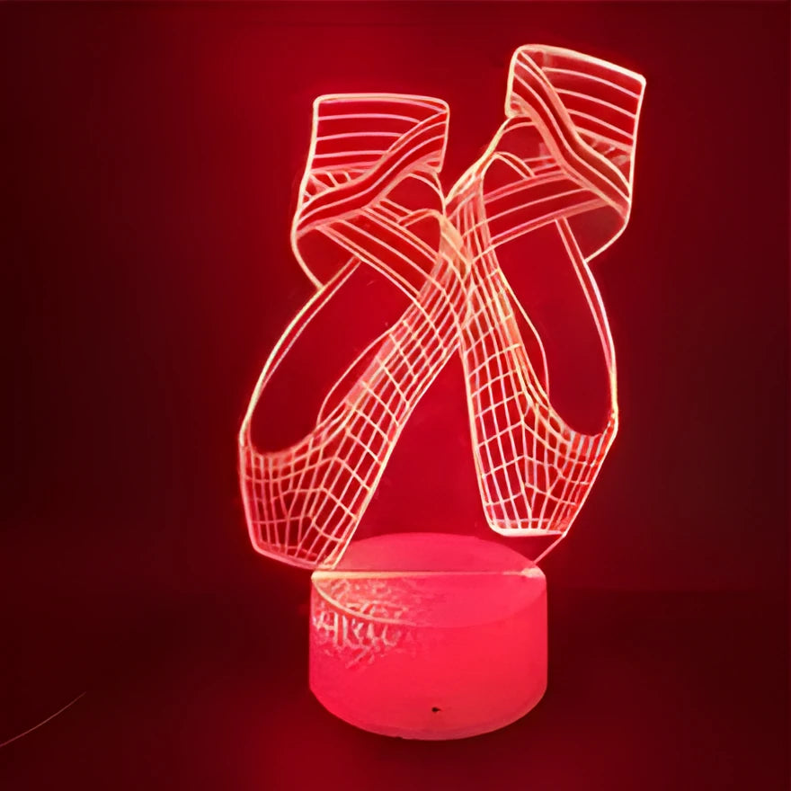 Ballet dancer 3D LED night light with remote control showing seven colour options