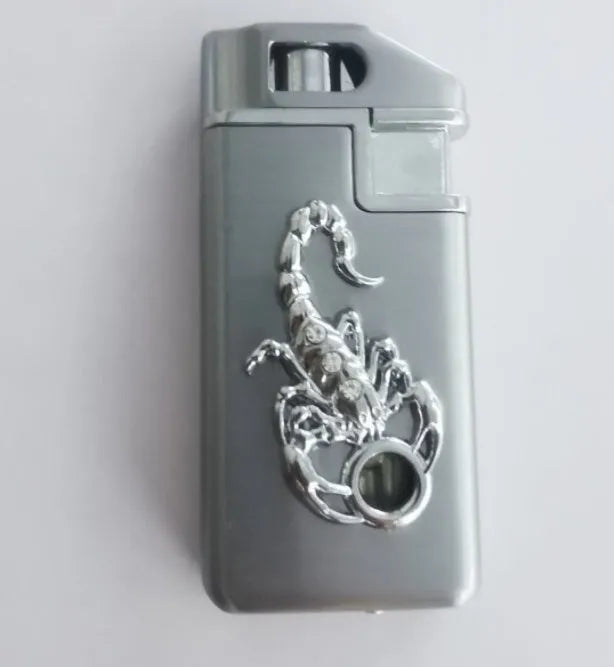 Scorpion chip gas lighter model F284 in gold with metal housing and compact 65mm size