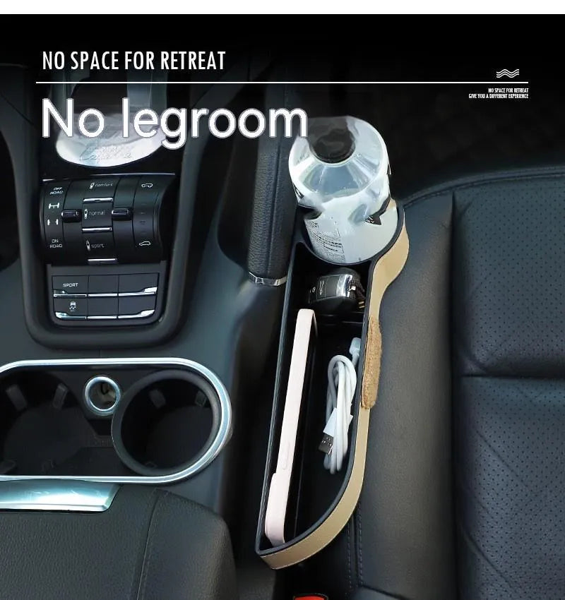Leather car seat gap storage box with cartoon bear design options for vehicle organisation