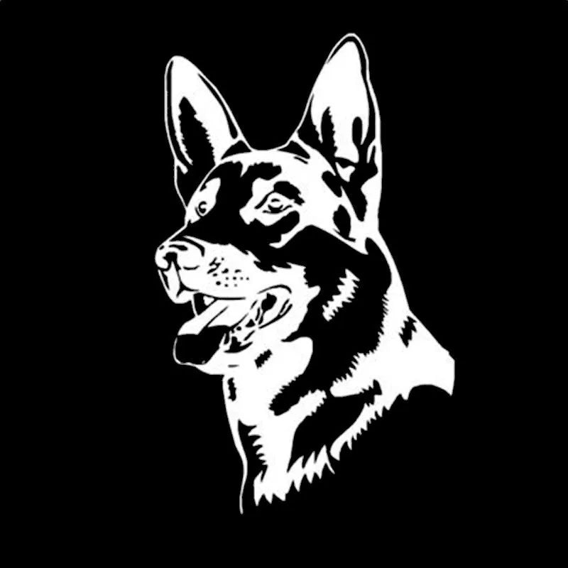 Reflective Alsace Shepherd dog car bumper sticker measuring 13cm by 8cm
