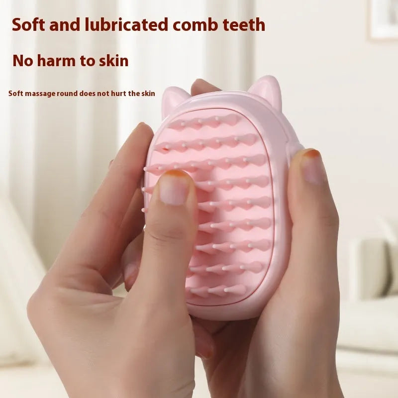 Multifunctional pet comb with laser toy in pink colour, made from ABS plastic, for grooming cats and dogs