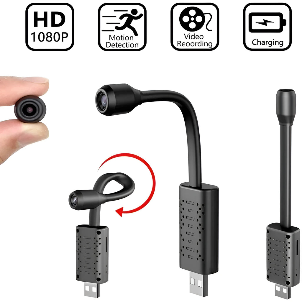 Black V380 wireless USB HD security camera with compact rectangular design.