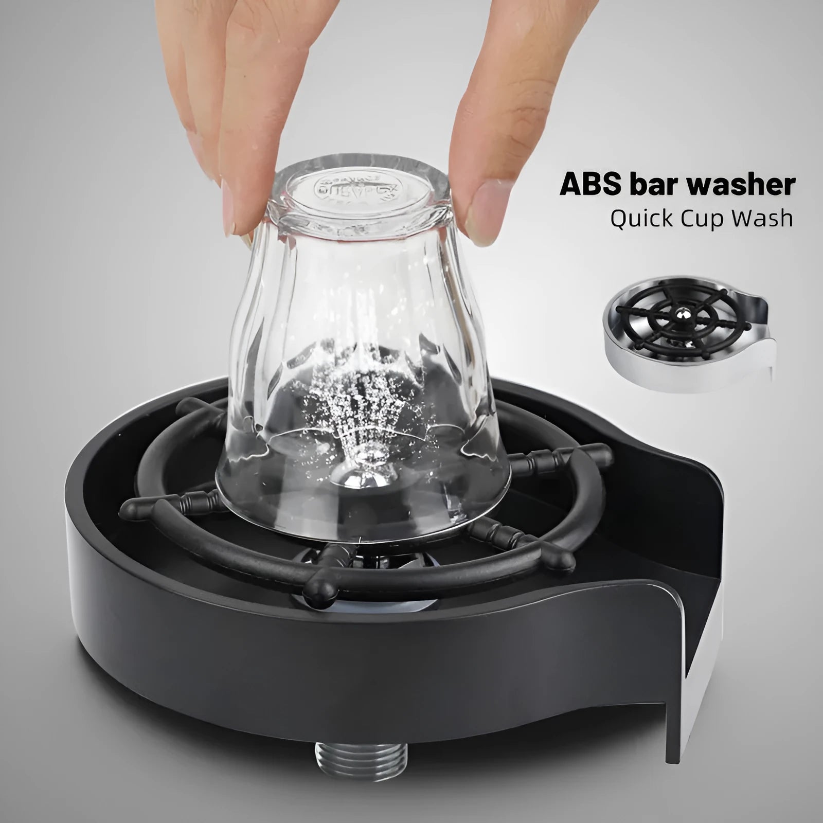 Black bar counter cup washer with five-hole high-pressure spray nozzle on sink