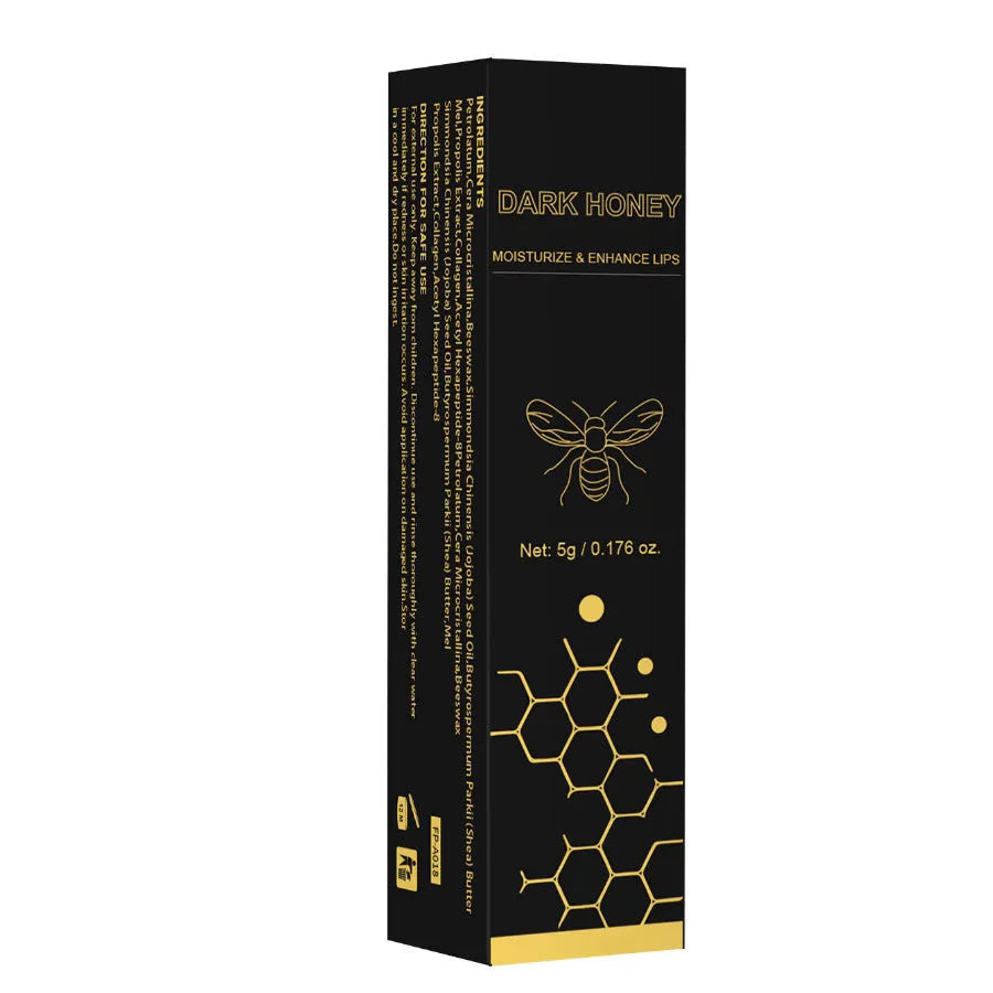 Dark honey coloured lipstick in standard packaging with 5g net content label