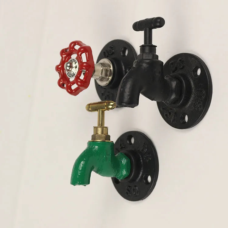 Water pipe style metal towel rack wall hook in black, green or red colour with polished finish
