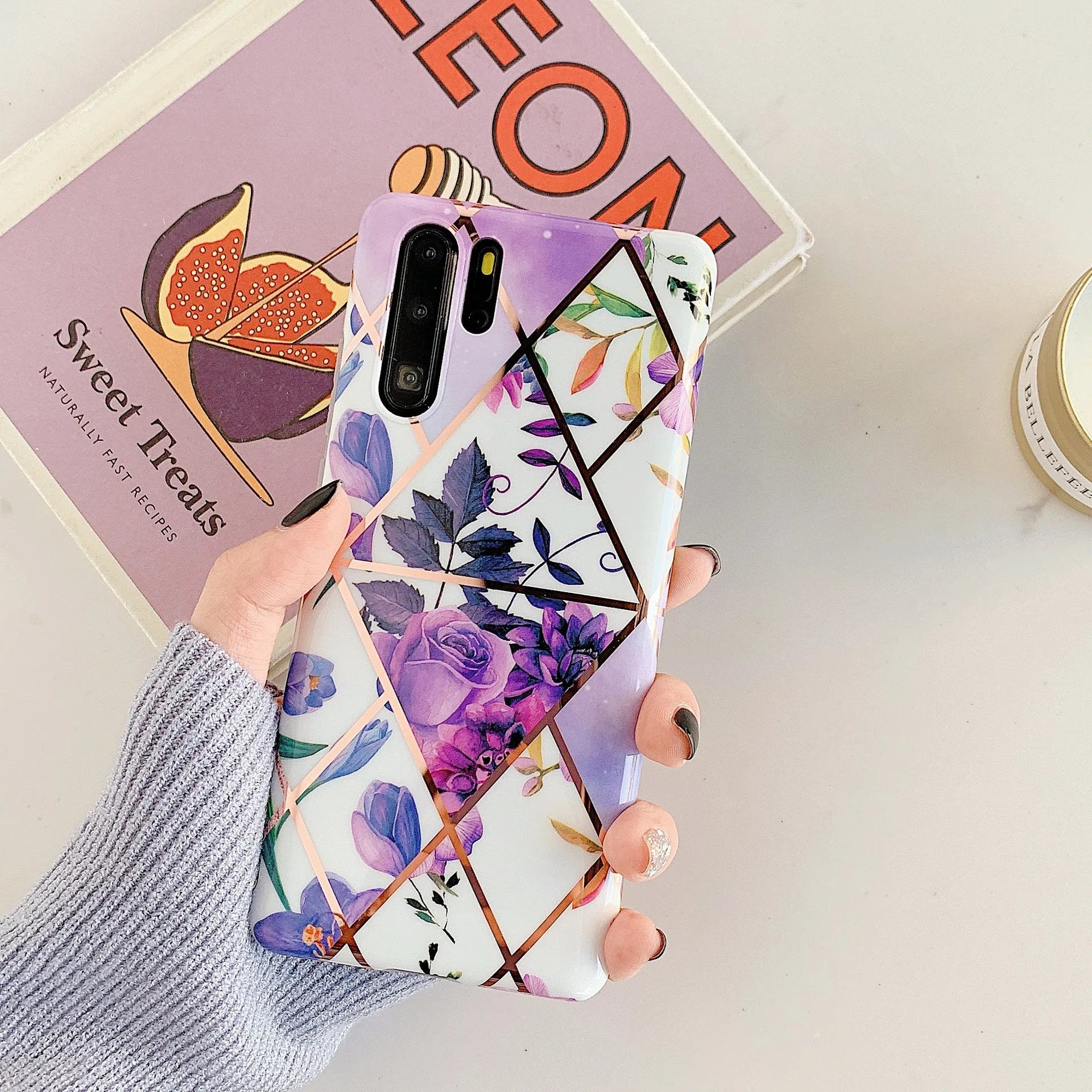 Flower phone case back cover TPU PC lattice floral design for Mate30 five colours