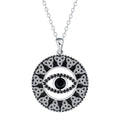 Devil's eye copper pendant necklace with electroplated finish and cross chain for women