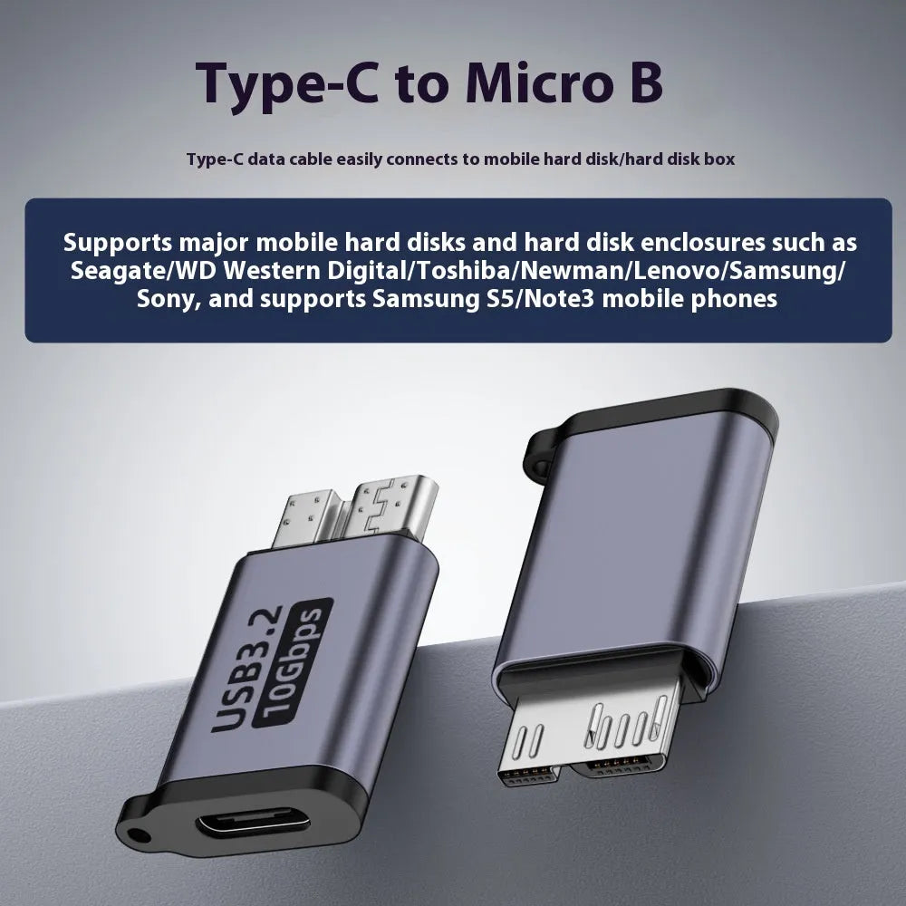 USB AM to Micro-B adapter showing USB-A Male connector and Micro-B female port