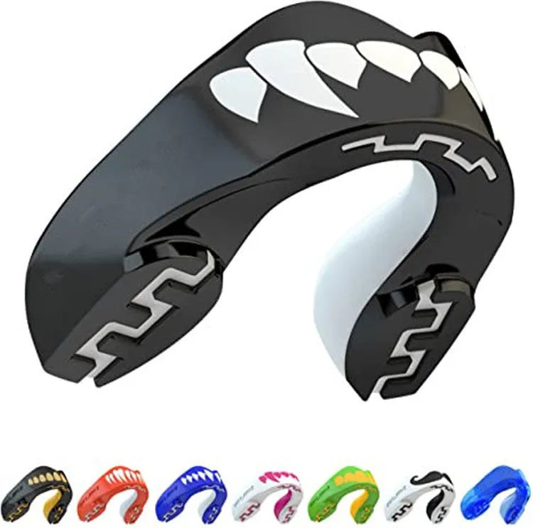 Adult boxing mouthguard with tooth socket design in multiple colour variations