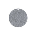 Round silicone pet licking mat with textured grooves and a sucker base, shown in blue colour.