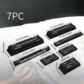 Seven black EVA frosted building blocks with metal construction