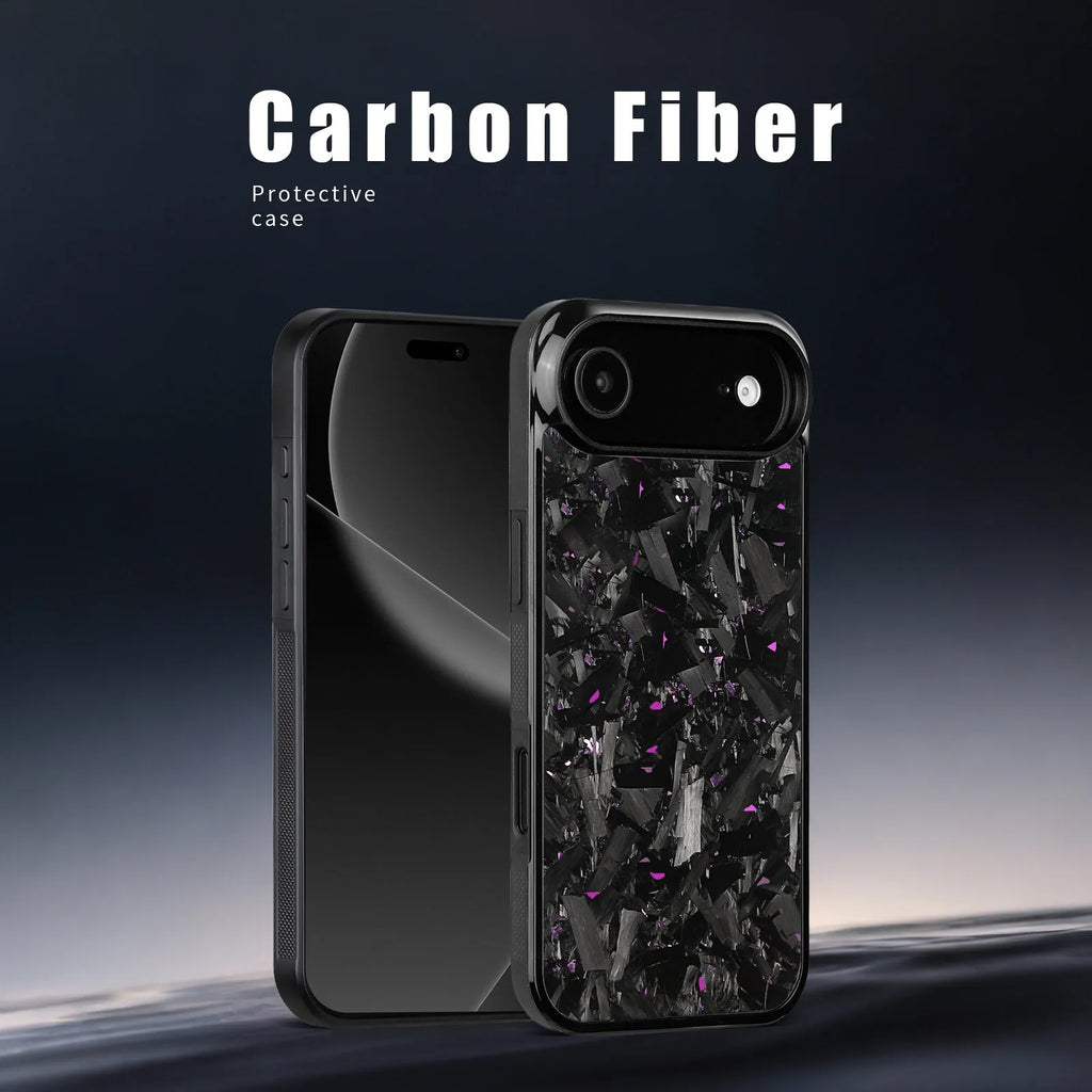Large grain textured mobile phone case for iPhone 14 to 17 series in black