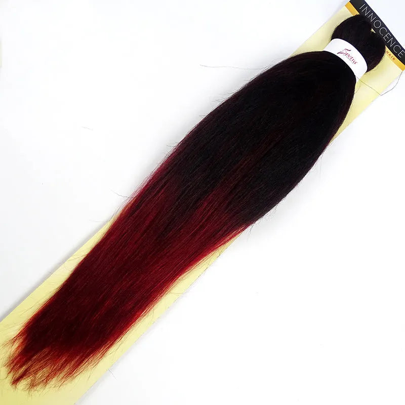 African chemical fiber long straight cornrows wig 26 inch mixed silk in black and brown gradient colours on a mannequin head