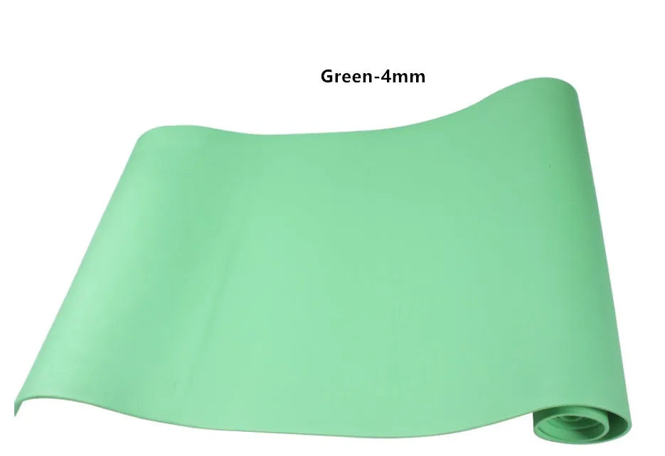 Red and blue EVA fitness yoga mats showing 4mm and 6mm thickness options for anti-slip exercise.