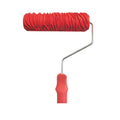Red and black 7 inch paint embossing roller for creating textured wall patterns