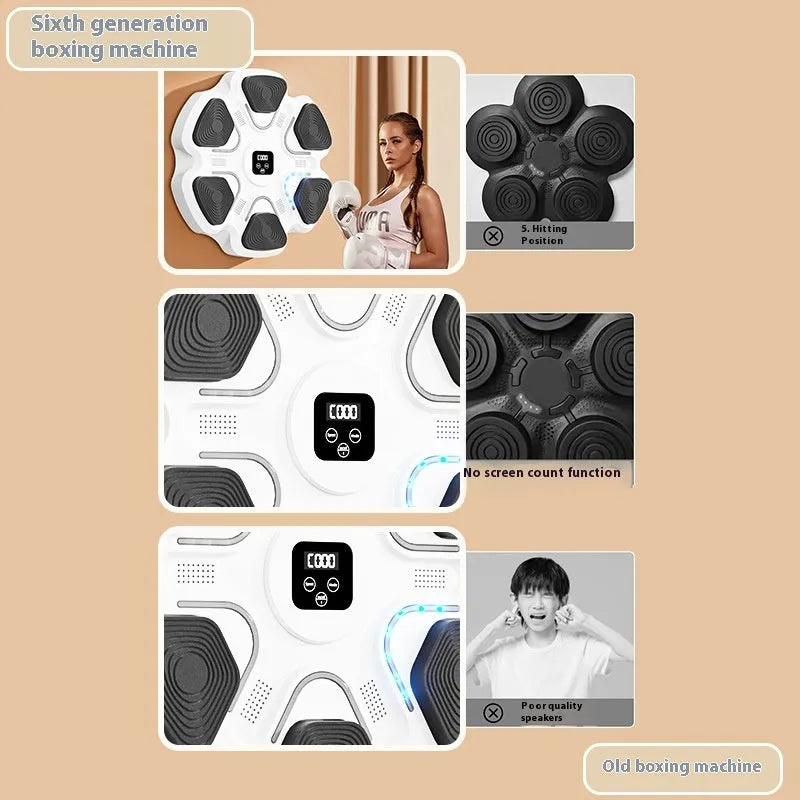 Smart music boxing machine wall target with electronic reaction system and black gloves