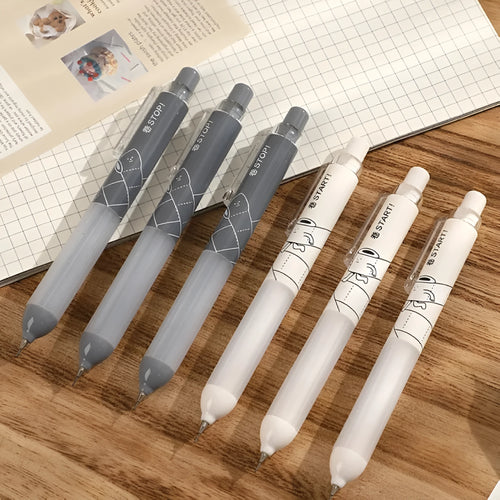 0.5mm automatic pencil with soft cloud grip in black and white colour options