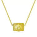 Copper necklace with European and American letters pendant in gold finish on white background