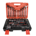 61-piece chrome vanadium socket wrench set with ratchets and metric sockets for auto repair.