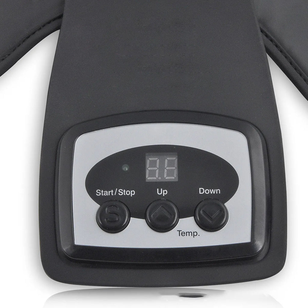 Infrared knee and shoulder massager with adjustable temperature control and included pads.