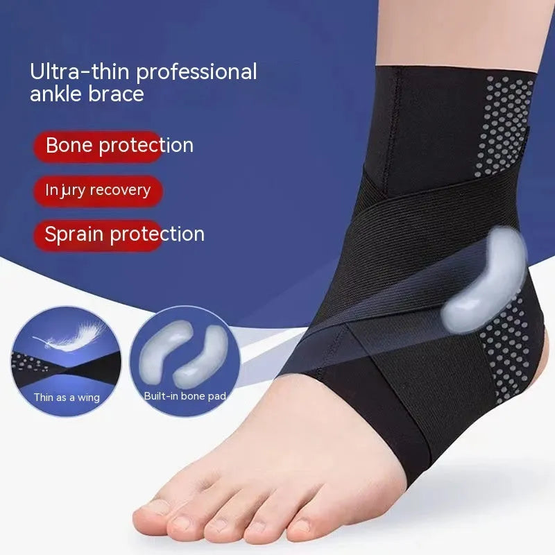 Lycra sports ankle support brace in black or skin tone colours for adult rehabilitation protection