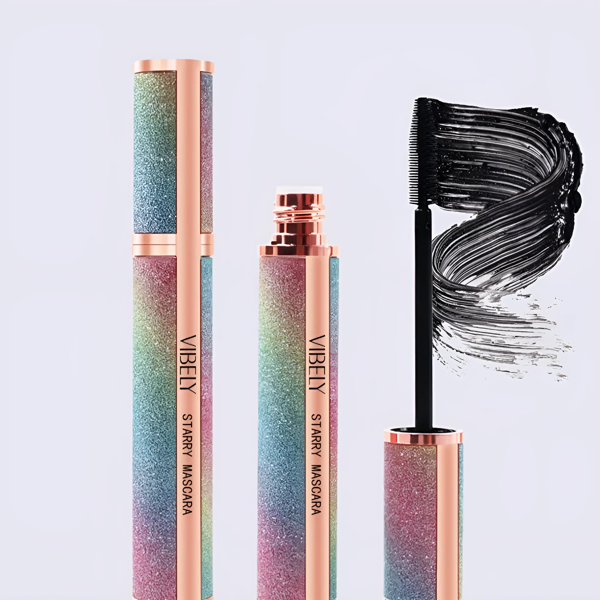 Black 4D curling waterproof mascara for thick lashes in English packaging