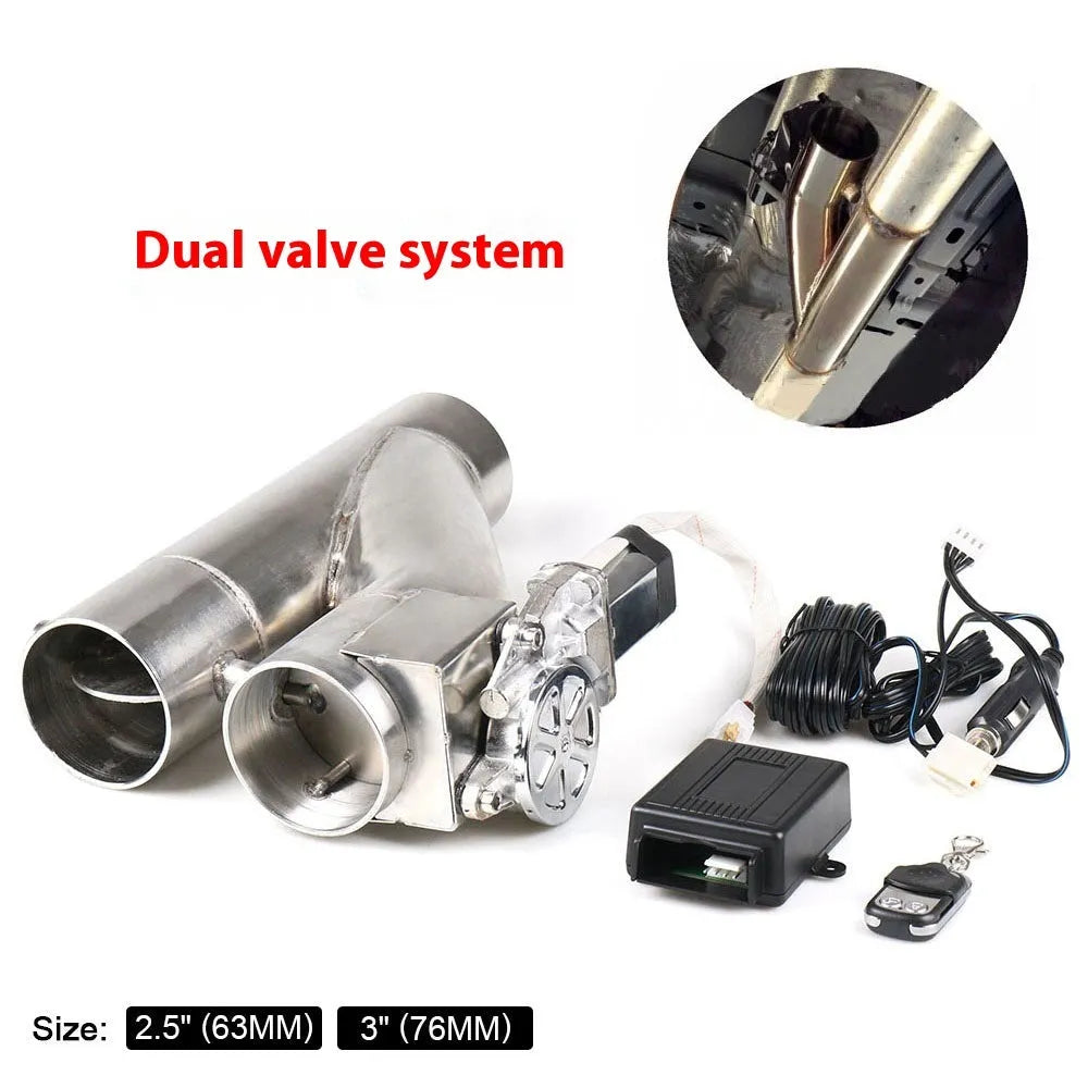 Silver stainless steel electronic control double valve exhaust pipe 290mm length
