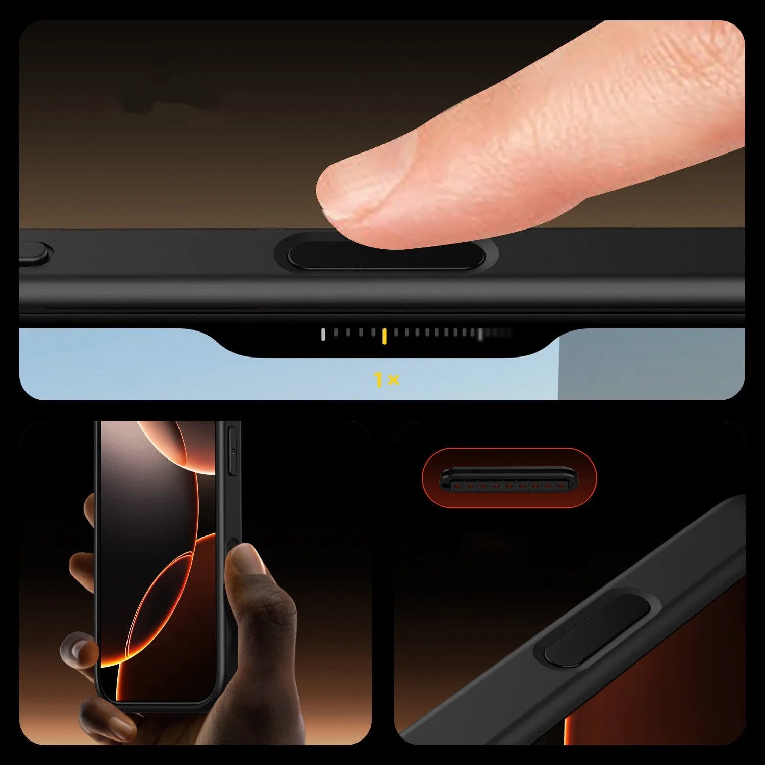 Transparent black TPU PC magnetic drop-resistant phone case for iPhone 16 series with airbag corners