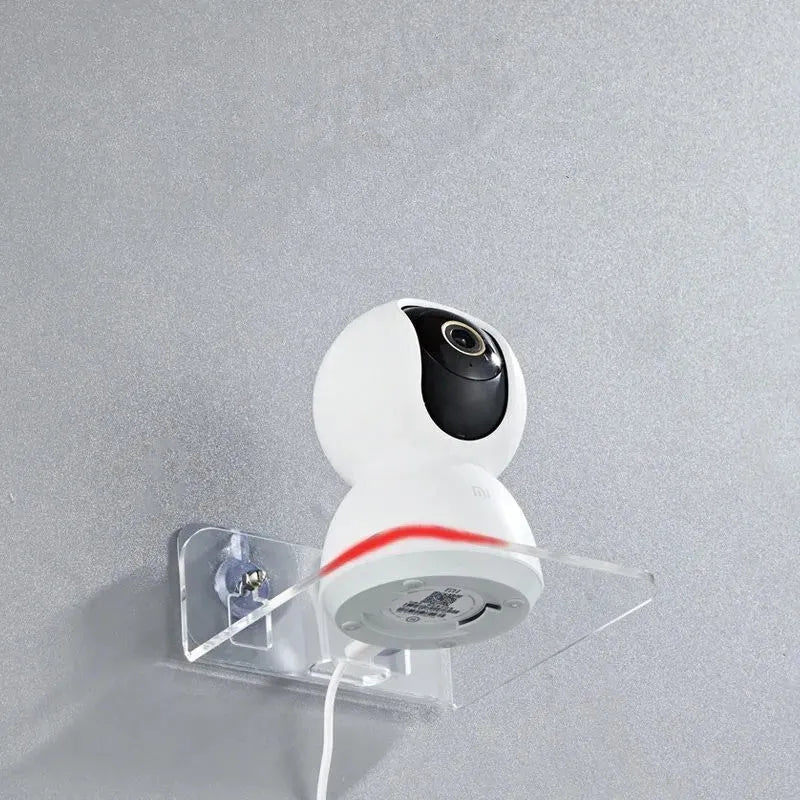 Acrylic right angle camera monitoring bracket, 13.5x11.5x5.5cm, no-drill wall mount in transparent finish