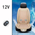 Square black car ventilation seat cushion with power cord on a car seat