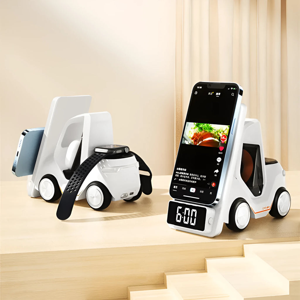Grey, white, yellow, and orange 15W three-in-one wireless fast charging bracket for appliances