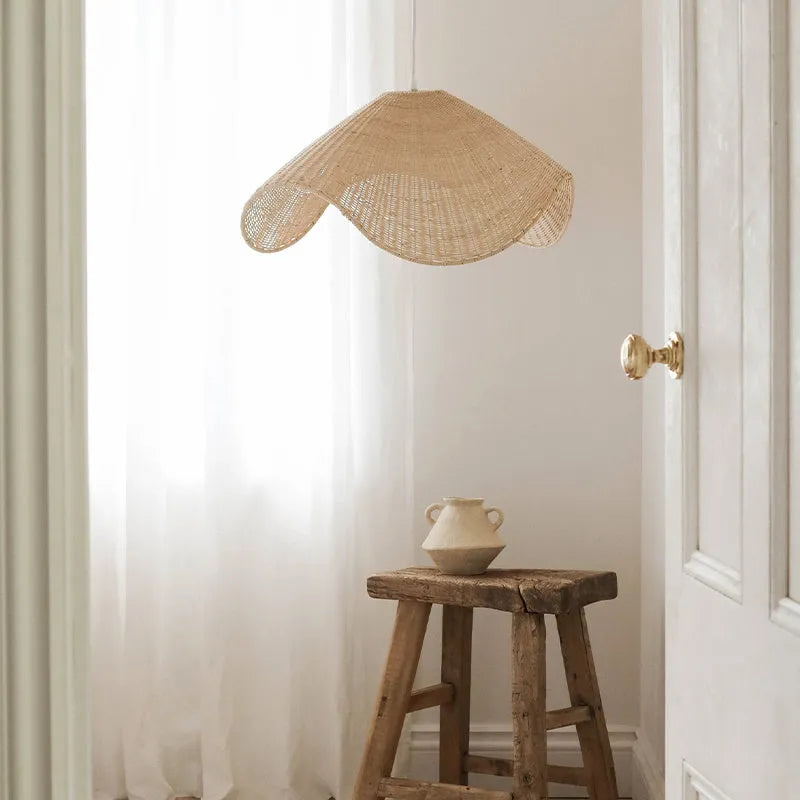 Handmade rattan chandelier with warm LED light, available in 60cm 80cm 100cm diameter