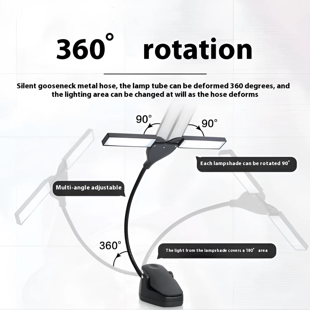 Rechargeable black music stand light with 28 LEDs for sheet music illumination