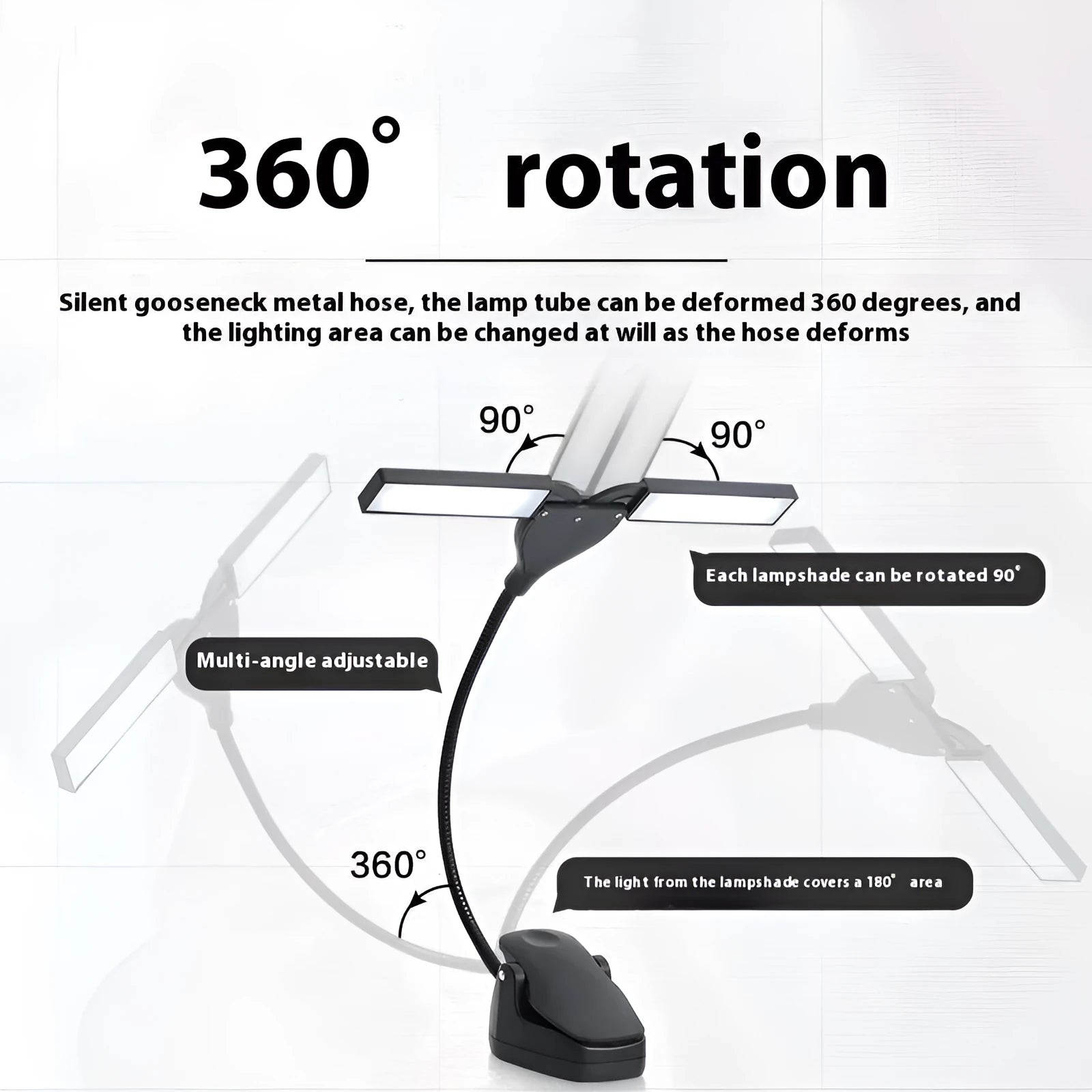 Rechargeable black music stand light with 28 LEDs for sheet music illumination