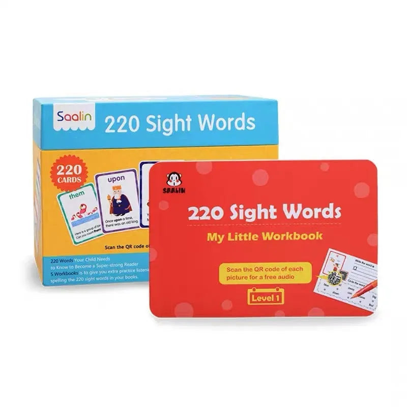 220 high frequency word flashcards with five interactive workbooks for early childhood education